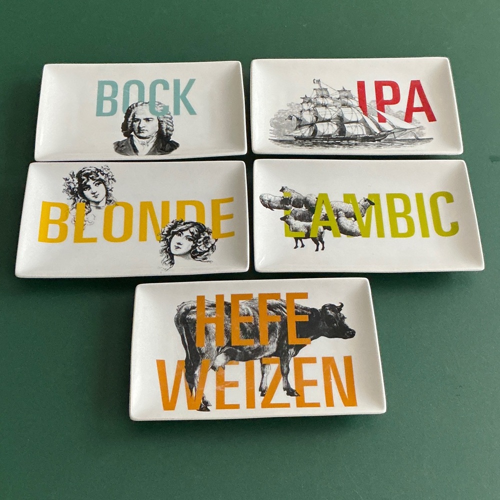 Crate & Barrel Witty Barware Plates (5)